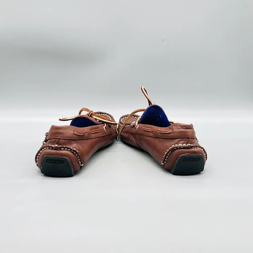 Sebago Shoes Mens 8.5 Brown Leather Kedge Tie Boat Driving Loafers Comfort